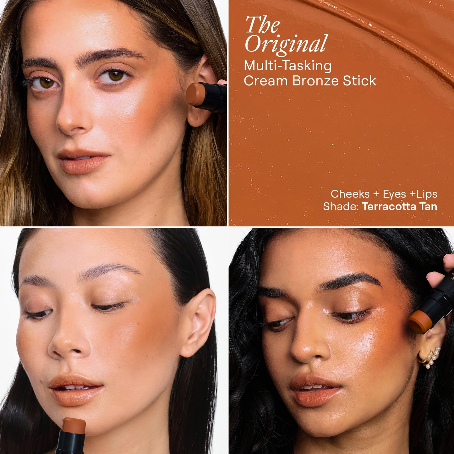 Nudestix Nudies Bronze All Over Matte Bronzing Stick - 3-in-1 Cream Bronzer for Cheeks, Eyes & Lips with Built-In Brush | Natural Contour & Sun-Kissed