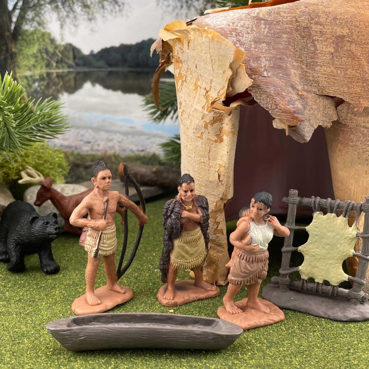 Safari Ltd. Powhatan Indians TOOB - 12 Figurines: Camp Fire, Canoe, Deer Hide, Warriors, Pocahontas, Chief Whunsoncock, & More - Educational Toy…