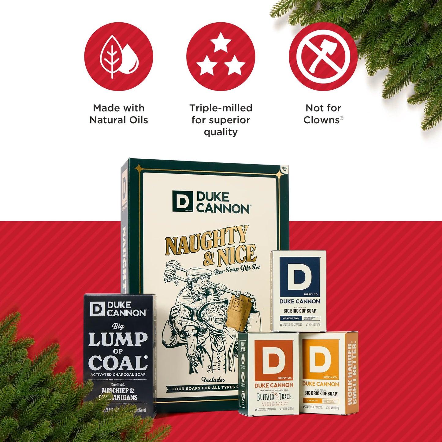 Duke Cannon Men’s Holiday Soap Gift Set - Lump of Coal 10 oz Bar + 3 Junior Bars (American Bourbon, Sawtooth, Midnight Swim) - Christmas Gift Beauty & Personal Care Duke Cannon Supply Co.
