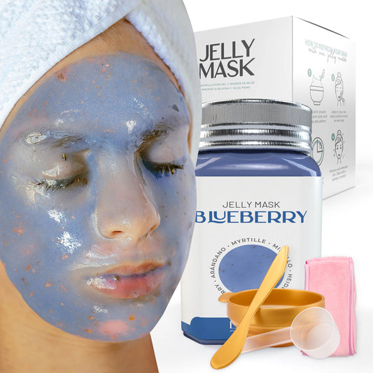 BRÜUN Jelly Mask Jar Blueberry Burst Peel-Off Face Care Rubber Mask - A 23 fl oz Skin Care Moisturizing Gel Mask Jar Spa Set for Men, Women and Adults