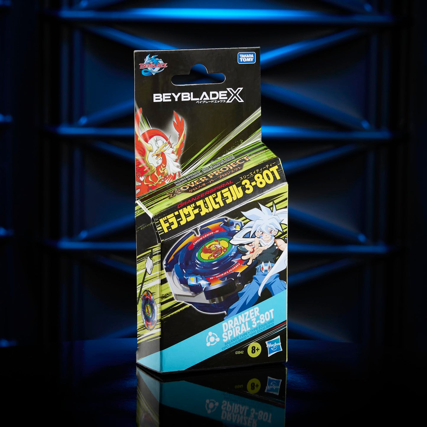 Beyblade X X-Over Project Dranzer Spiral 3-80T Starter Pack Set with Takara Tomy Balance Type Top and Launcher, Battling Tops Game Toys, Ages 8+