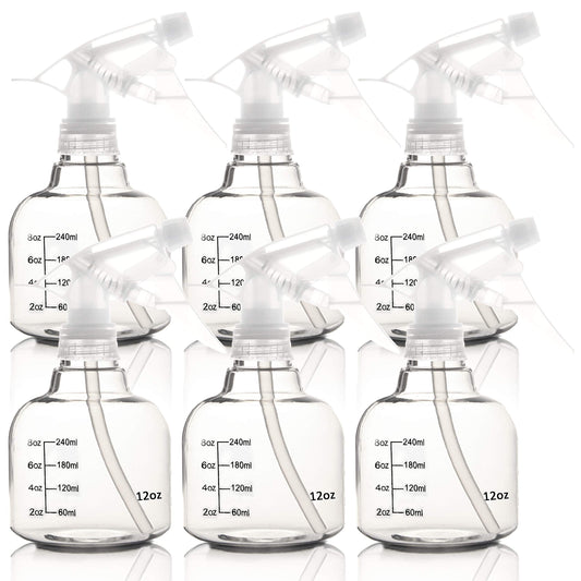 Youngever 6 Pack Empty Plastic Spray Bottles, Spray Bottles for Hair and Cleaning Solutions (12 Ounce)