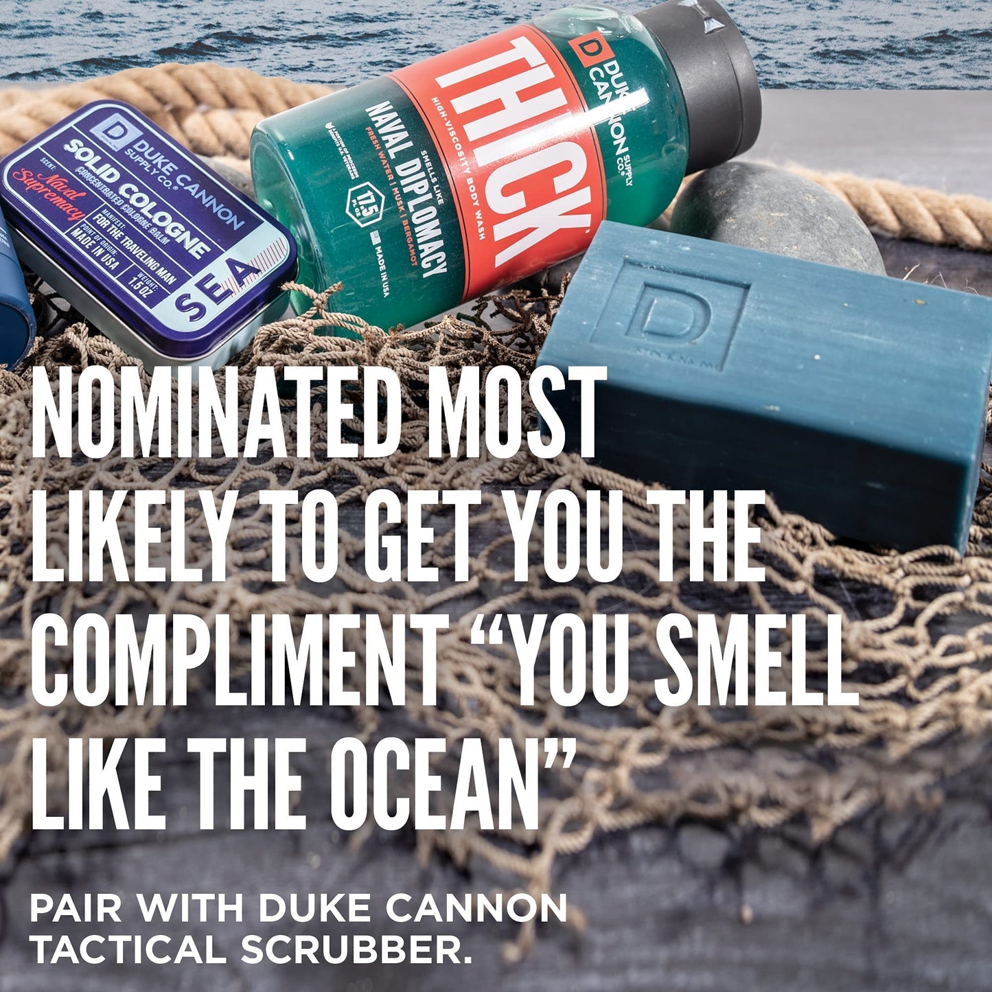 Duke Cannon Supply Co. Big Brick of Soap - Superior Grade, Large Men's Bar Soap, Limited Edition WWII Inspired Scents, Body Soap, Ocean, 10 oz