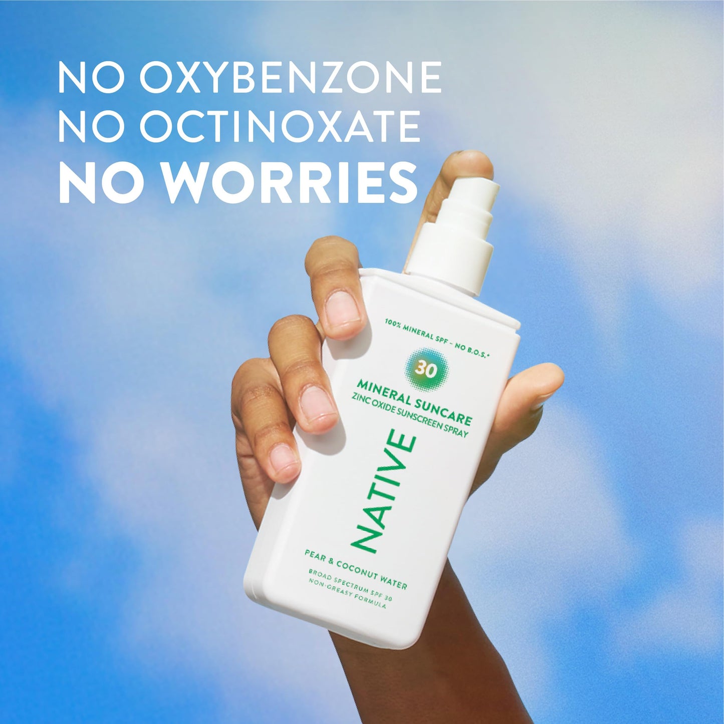 Native Mineral Sunscreen Spray SPF 30, Pear & Coconut Water Scent, with 100% Mineral Zinc Oxide for Face & Body, Hawaii Compliant, Vegan, No White Beauty and Personal Care Native