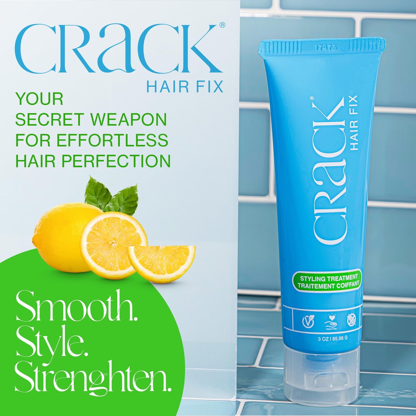 Crack HAIR FIX Styling Treatment - Multi-Tasking, Anti-Frizz, Leave-In Styling Cream with Protection from Humidity, Chlorine, Heat Treatments & Sun, 3