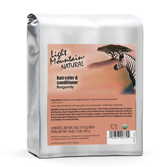 Light Mountain Henna Hair Color & Conditioner - Burgundy Hair Dye for Men/Women, Organic Henna Leaf Powder, Chemical-Free, Semi-Permanent Hair Color