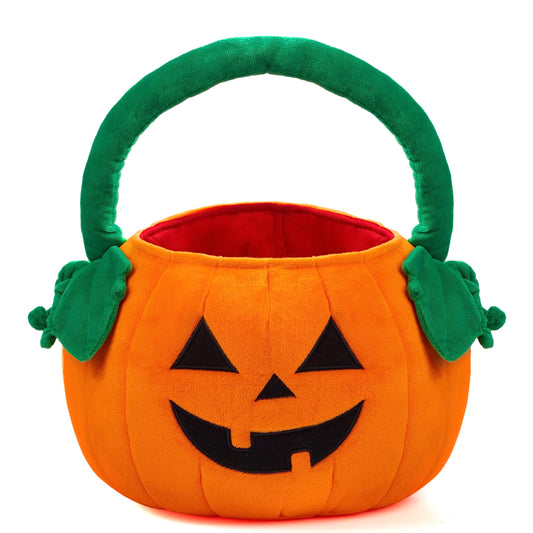 JOYIN Halloween Pumpkin Plush Tote Bucket, 11 X 13.4 inches Candy Trick or Treat Bag, Cute Halloween Basket with Handle for Kids Girl Boy Trick or…