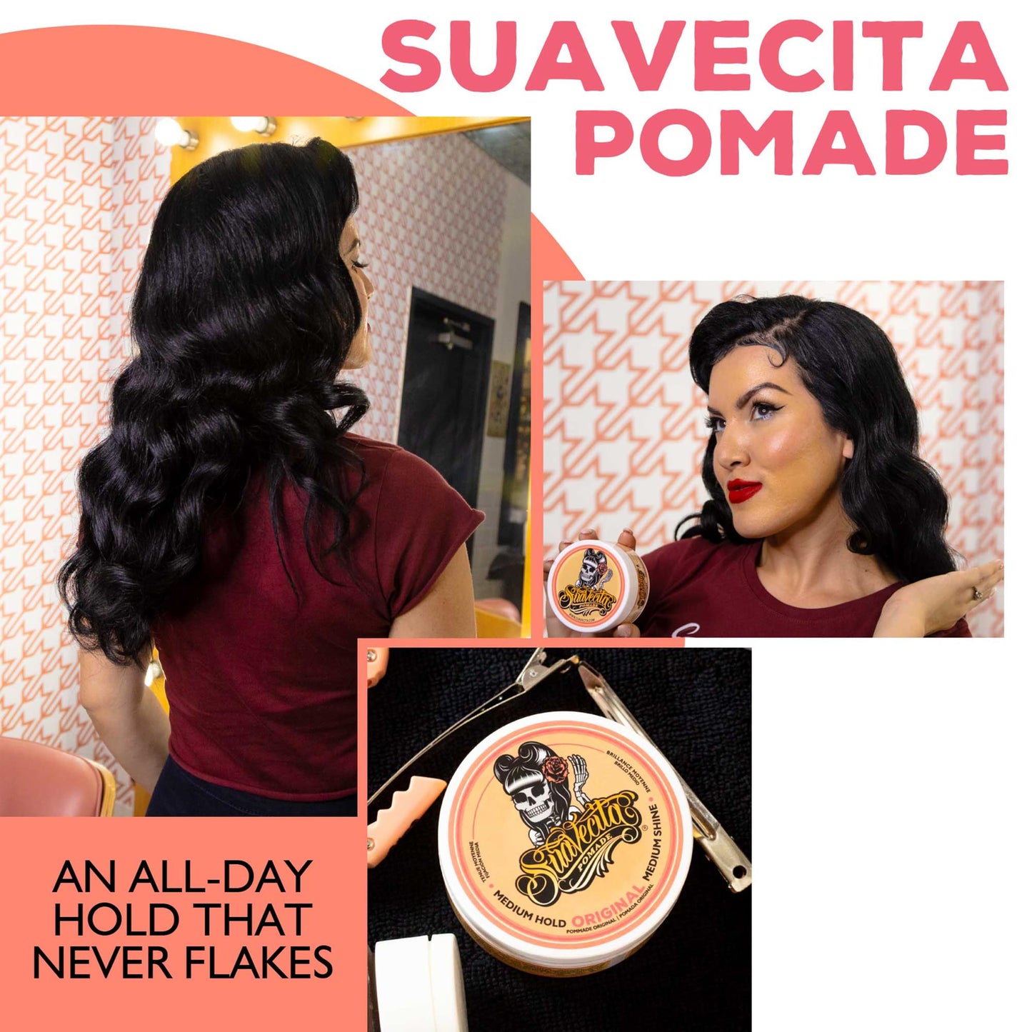 Suavecita Pomade for Women 2.3 oz Can - Medium Hold, High Shine, Water Based, Wax Like Flake Free - All Day Hair Free Gel Hairstyles Easy to Wash Out Beauty and Personal Care Suavecito