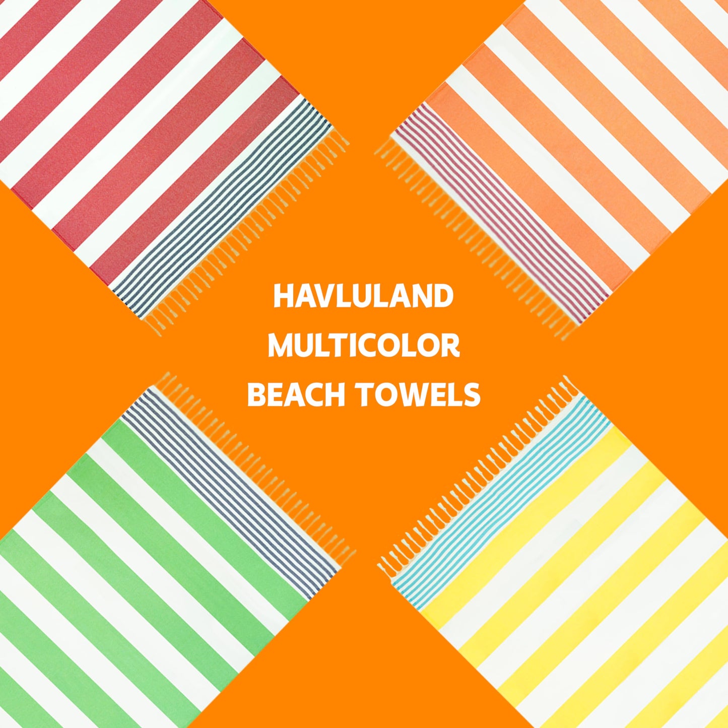 HAVLULAND 6-Packs Turkish Beach Towel Oversized 72"x40", 100% Turkish Cotton, Quick Drying Bath, Pool & Beach Towels - Sand Free, Extra Large, Ultra…