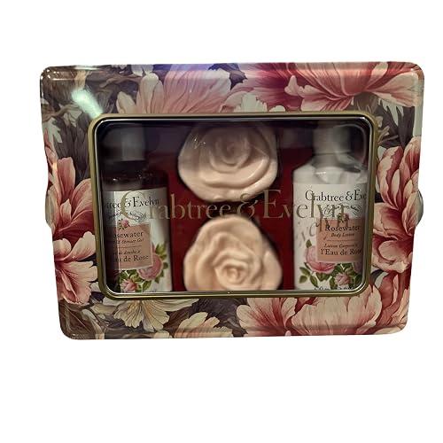 Crabtree & Evelyn 4 Piece Gift Set Tin (4-piece set, Rosewater) Beauty & Personal Care Crabtree & Evelyn