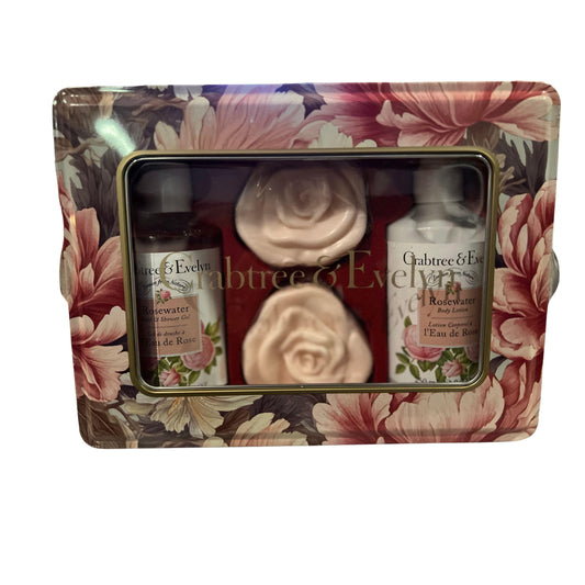 Crabtree & Evelyn 4 Piece Gift Set Tin (4-piece set, Rosewater) Beauty & Personal Care Crabtree & Evelyn