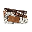 Tony Lama Women's Kaitlyn Crystal Leather Western Belt Brown 30