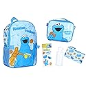 INTIMO Sesame Street Cookie Monster Backpack 5-Piece Mega Set Cookie Time Kids School Bag Lunch Box Pencil Case Water Bottle