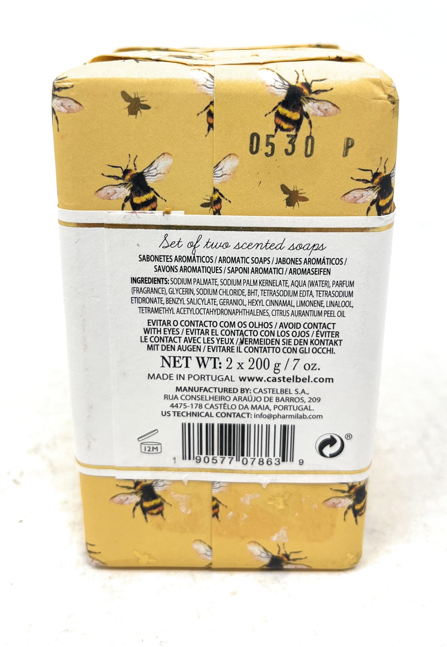 Castelbel Set of Honey Oatmeal Fragranced Luxury Soap, (2) 7-Ounce Bars