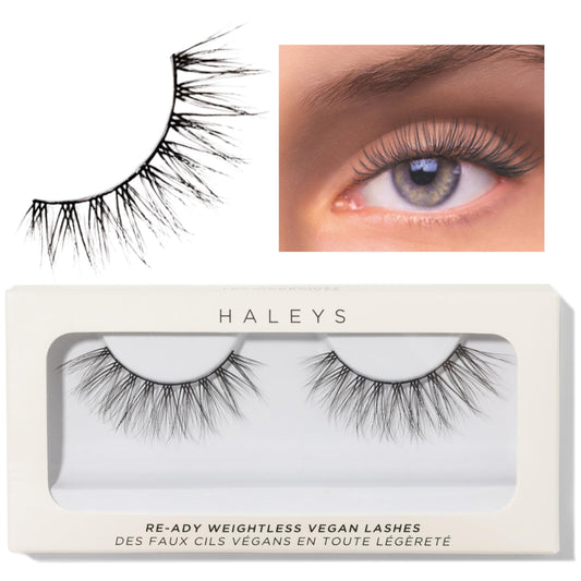 HALEYS Re-ady Weightless Vegan Lashes (Modernist), Lightweight & Comfortable All-Day Wear, Made with Synthetic Fiber, Reusable Strips, Easy to Apply