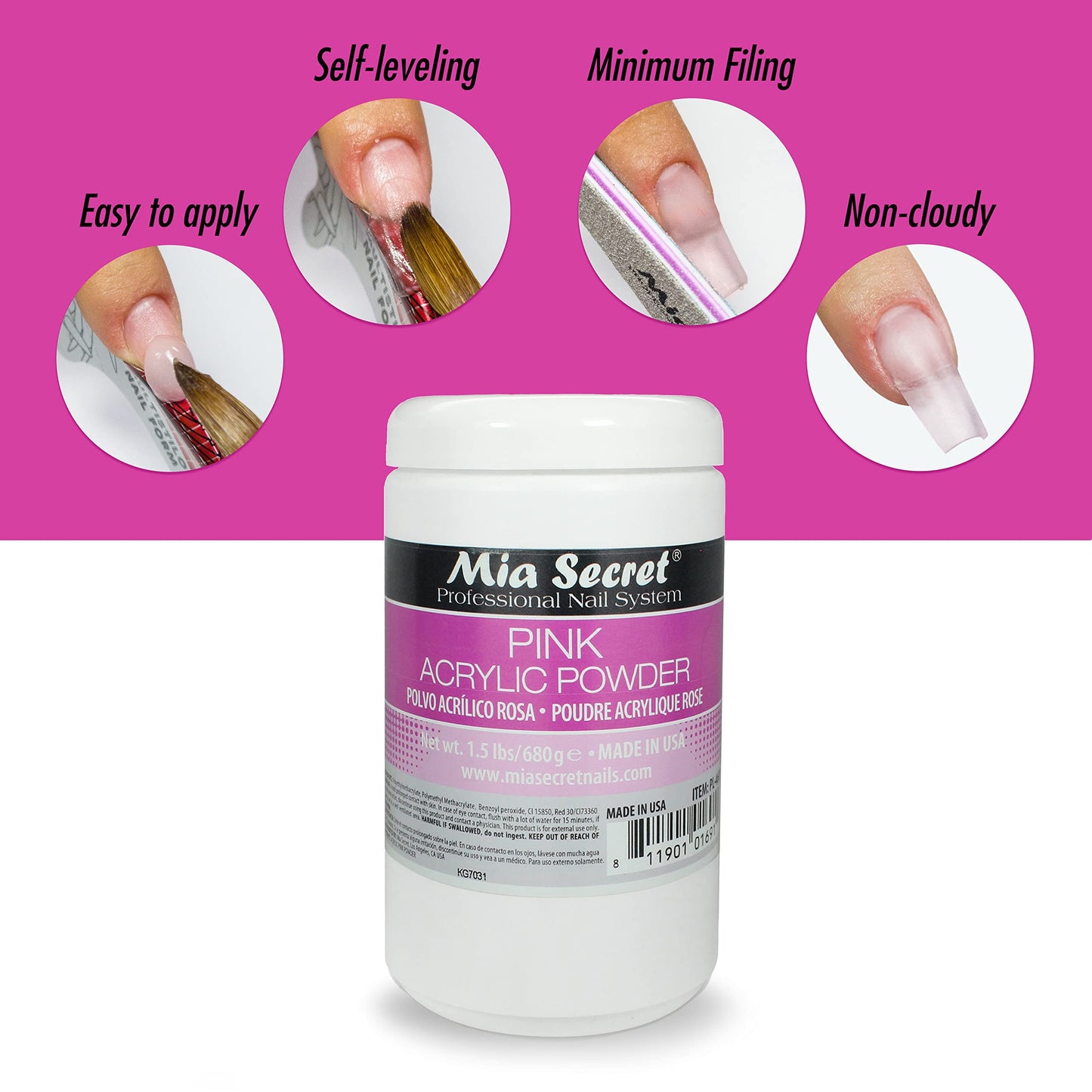 Mia Secret pink Acrylic Powder 1.5 lbs - Made in USA Beauty & Personal Care Mia Secret