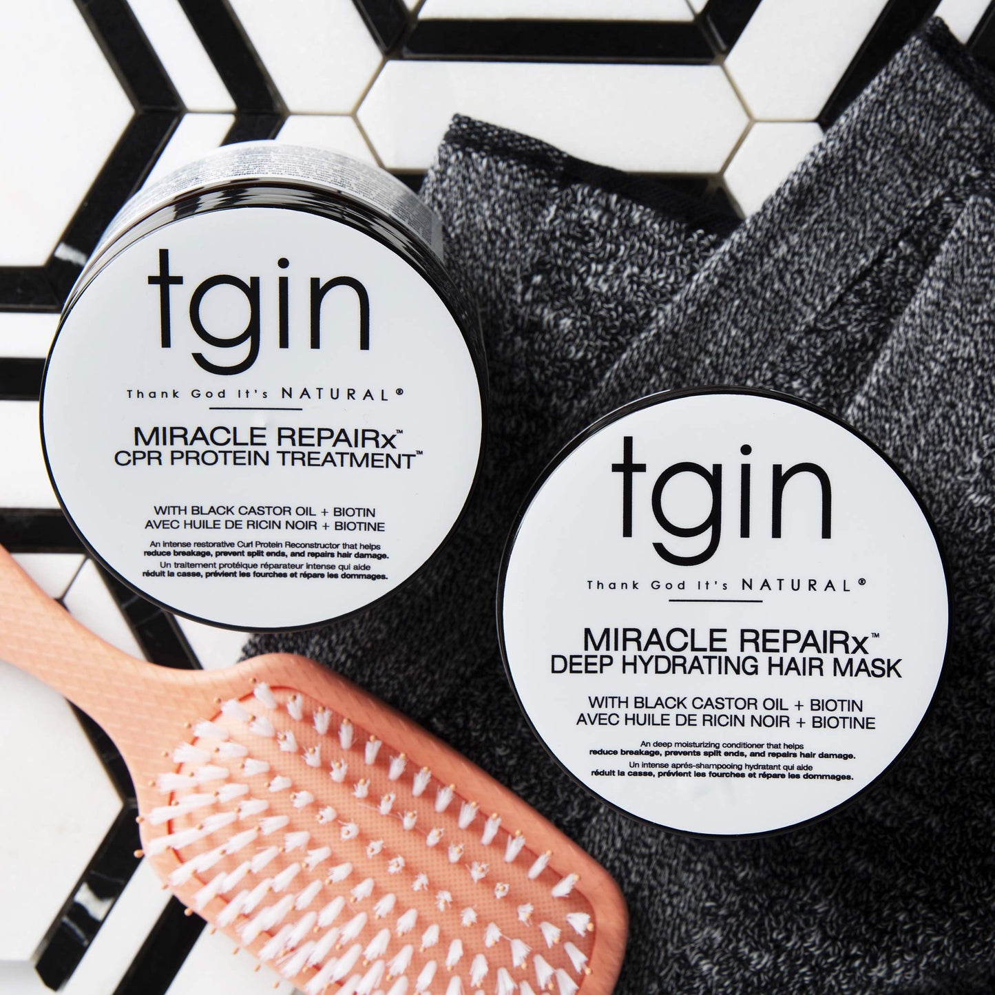 tgin Miracle RepaiRx Strengthening CPR Protein Treatment & Deep Hydrating Hair Mask, for Curly, Coily and Wavy Hair, Repairs, Protects, and Restores