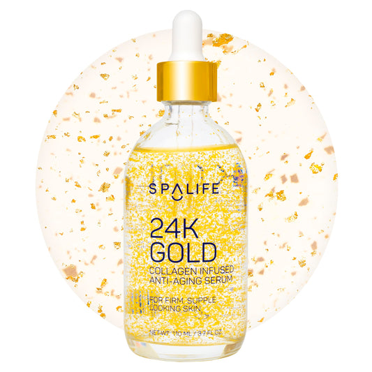 SpaLife Beauty 24k Gold Anti Aging Serum | Korean Deep Collagen Serum for Face with Real Gold Flakes | Hydrating & Firming Treatment for a Youthful Beauty & Personal Care SpaLife