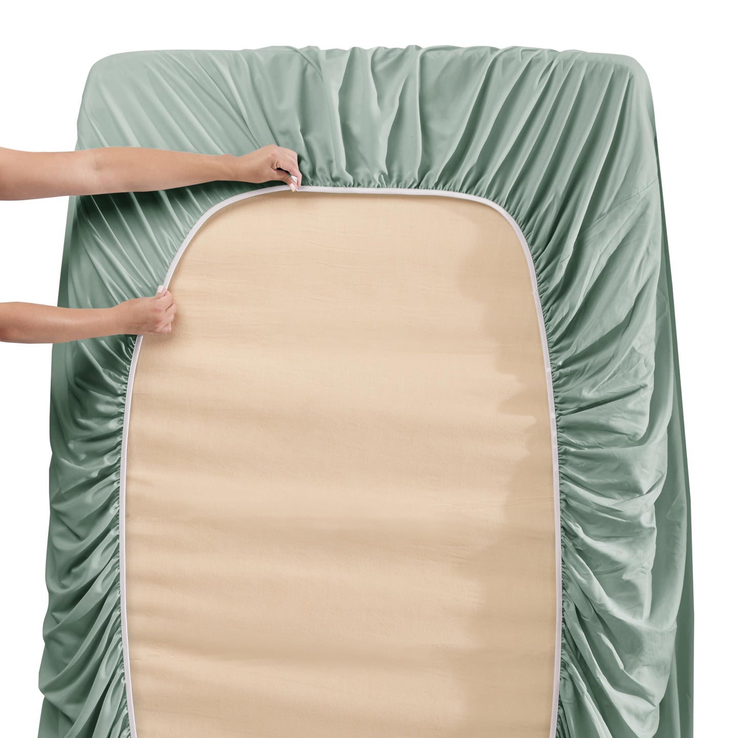 Hearth & Harbor Extra Deep Pocket Sheet Sets, Luxury Soft 6 Piece Bed Sheet Set Fits Mattress 18-24 Inches - Full, Sage Green New