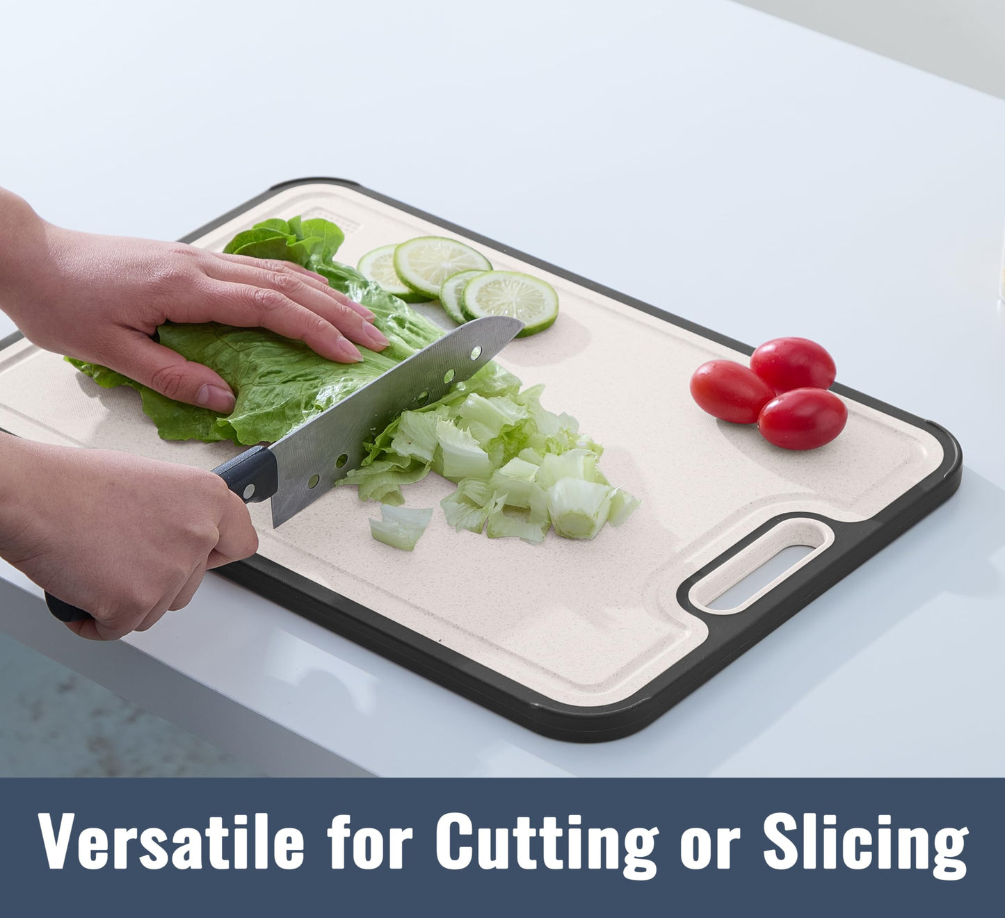 Titanium Cutting Boards for kitchen, Double Sided Metal Cutting Board, Non Toxic Chopping Board, Wheat Straw PP/Healthy Large Titanium Cutting Board…