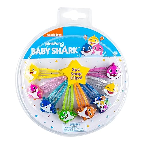 Baby Shark Kids Hair Clips for Girls Snap Clips 8 Pack Multi Color Ages 3+