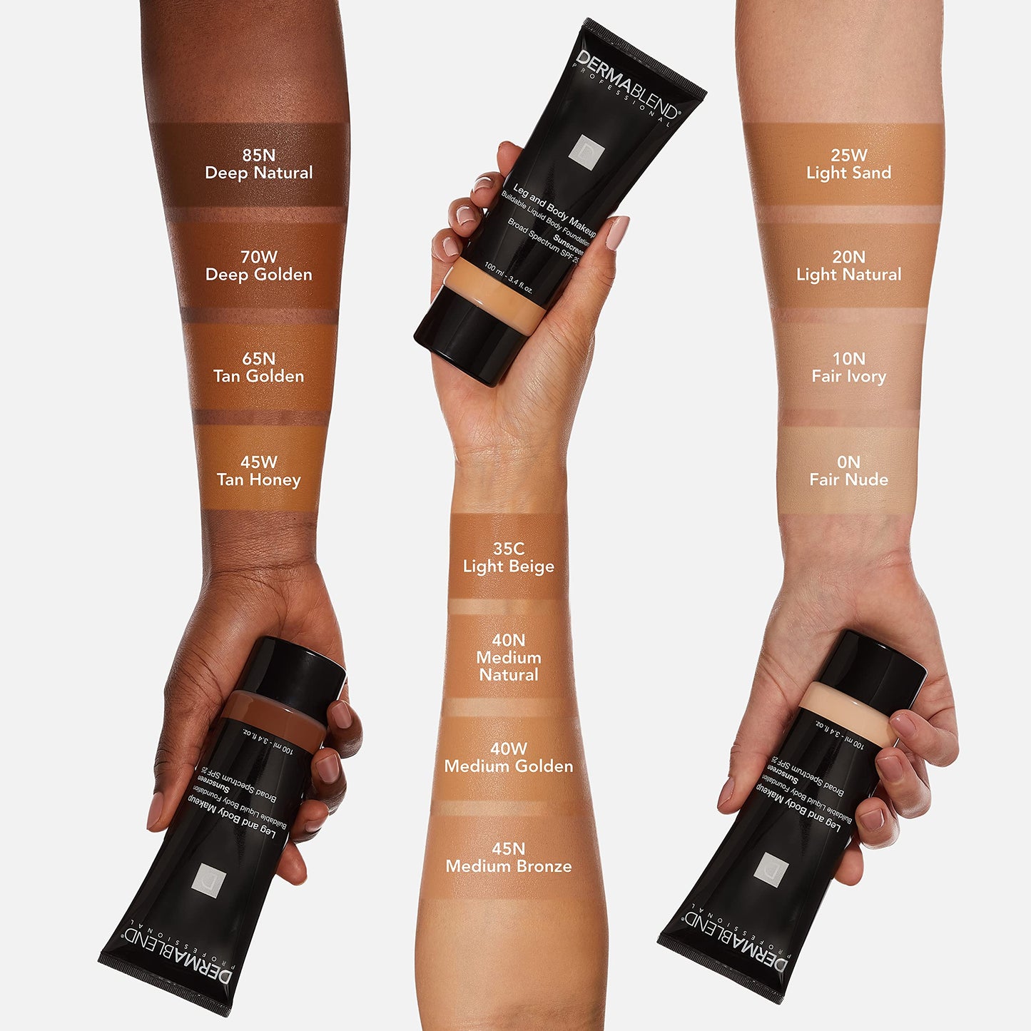 Dermablend Leg and Body Makeup Foundation with SPF 25, 40N Medium Natural, 3.4 Fl. Oz.