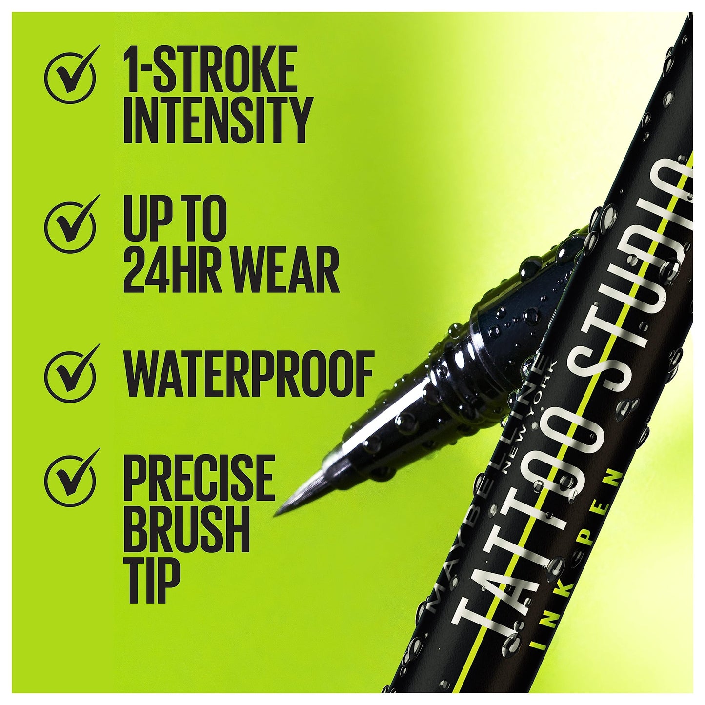Maybelline Tattoo Studio Ink Pen Liquid Eyeliner, Up to 24 Hours of Wear, Waterproof & Smudge-Resistant Make Up, Brown, 1 Count