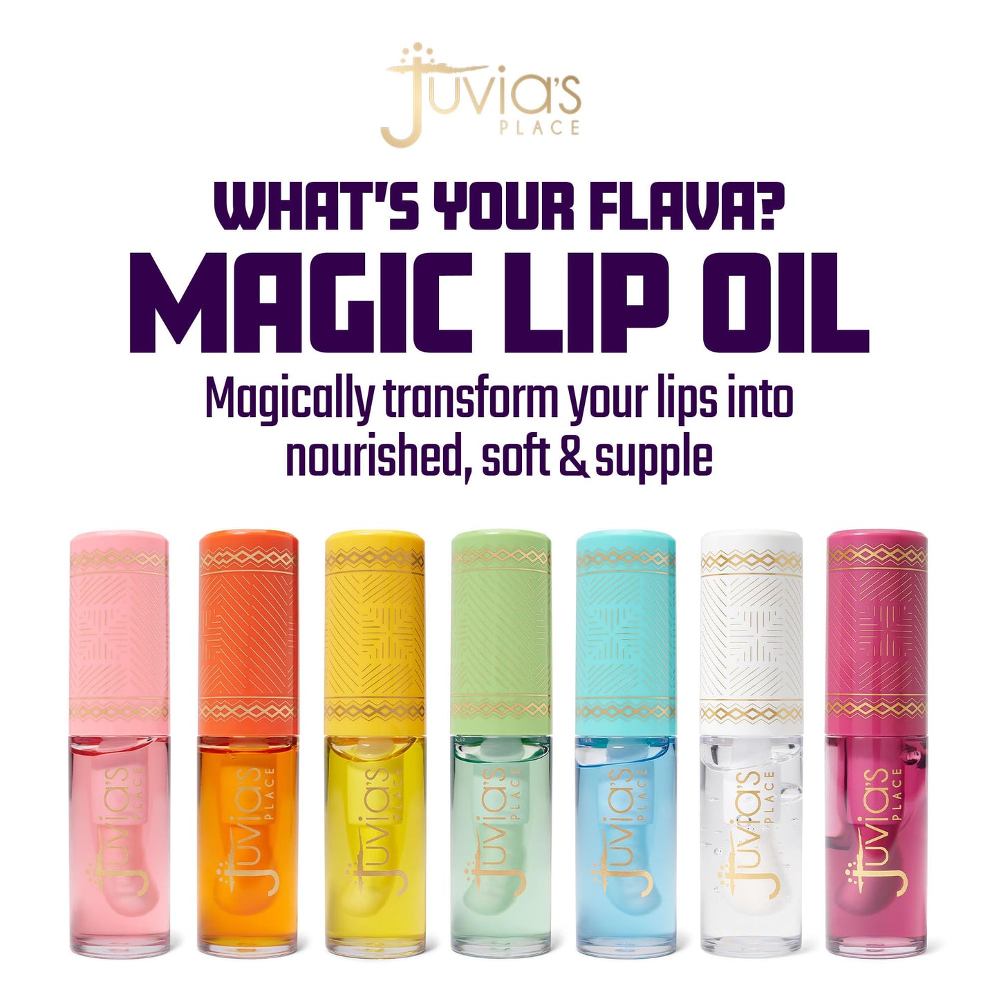 Juvia's Place Magic Lip Oil - White Peach - Smooth, Hydrating w/Vitamin E for Soft, Glossy, Juicy Lips - Infused with Fruit Extracts - Tinted,