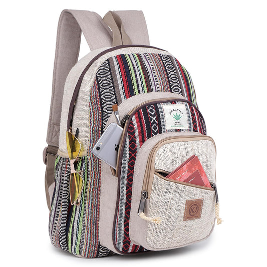 KayJayStyles Natural Handmade Large Multi Pocket Hemp Nepal Backpack