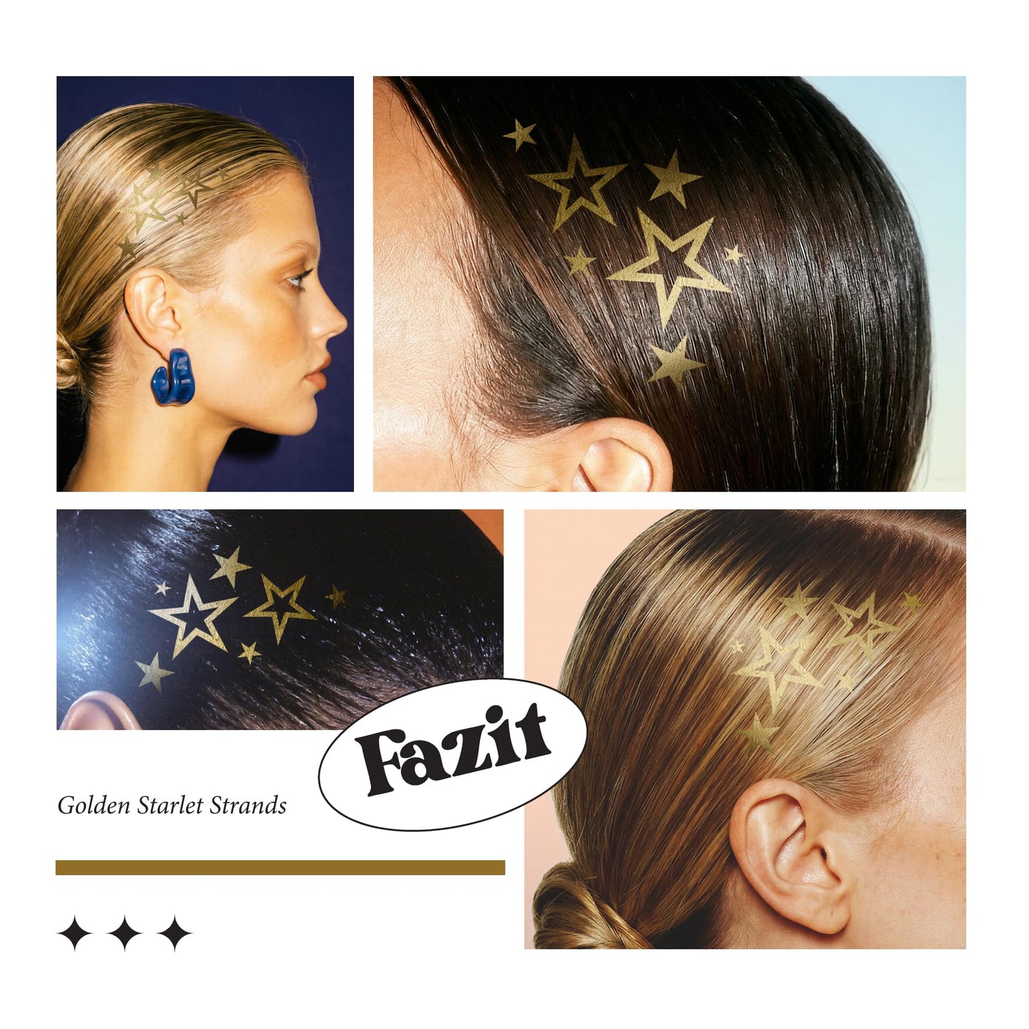 Fazit Makeup Patches - Golden Starlet - Glow Up Make-Up Patches - Cute Glitter Makeup Accessories For Women - Cosmetic Hair Glitter