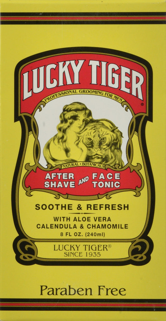 Lucky Tiger After Shave and Face Tonic | Soothes, Refreshes & Hydrates Men’s Skin with Aloe Vera, Calendula & Chamomile | Classic Barbershop Formula |