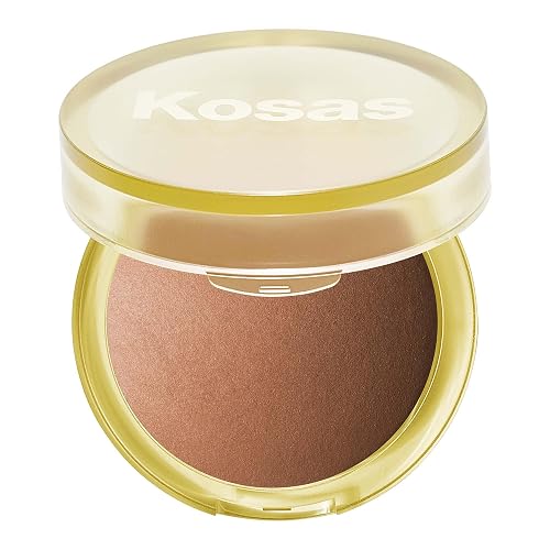 Kosas The Sun Show Glowy Warmth Baked Bronzer - Talc-Free Powder Bronzer for Face, Buildable Color, Natural Glow, Lightweight Finish, Escape