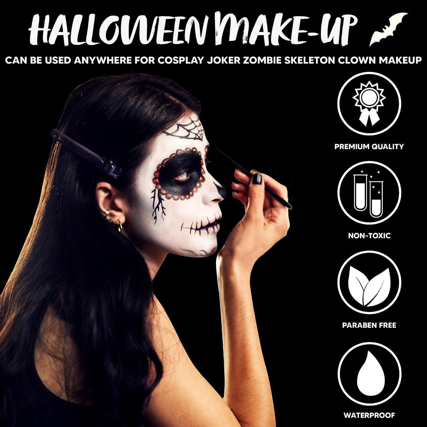 Spooktacular Creations 16 Pcs Halloween Family Makeup Kit Face Body Paint with Liquid Blood Gel, Fake Blood and More Easy On Makeup Set for Zombie