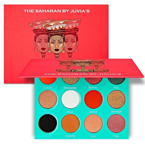 Juvia's Place Palette The Saharan - Reds, Black, White, Golds, Peach, Shades of 12, Bold Mattes and Flattering Shimmer, Professional Eye Makeup…