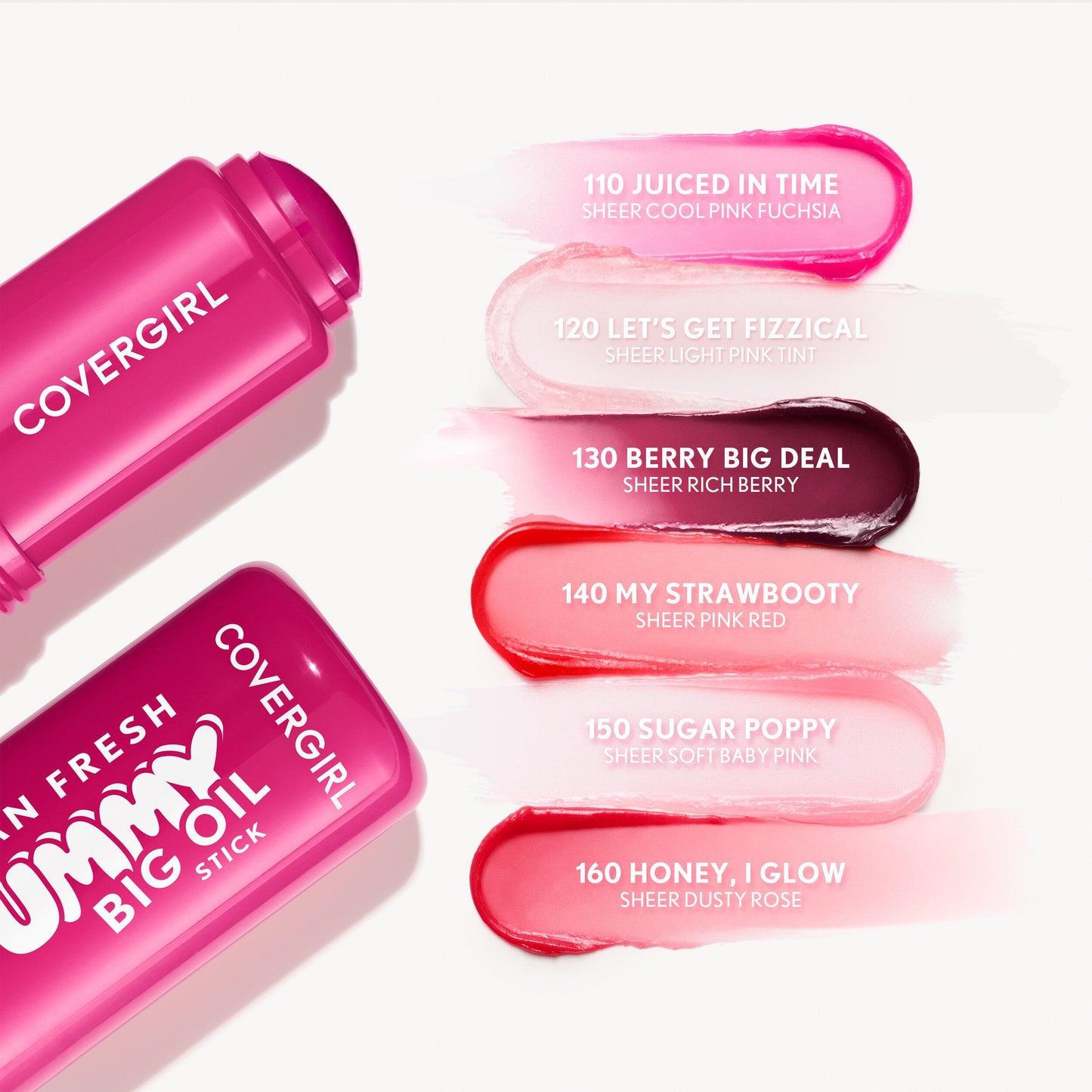 COVERGIRL Clean Fresh Yummy Big Oil Stick, Flavored Lip Oil, Dewy Finish, Non-Greasy - 150 Sugar Poppy (Sheer Soft Baby Pink) Beauty and Personal Care COVERGIRL