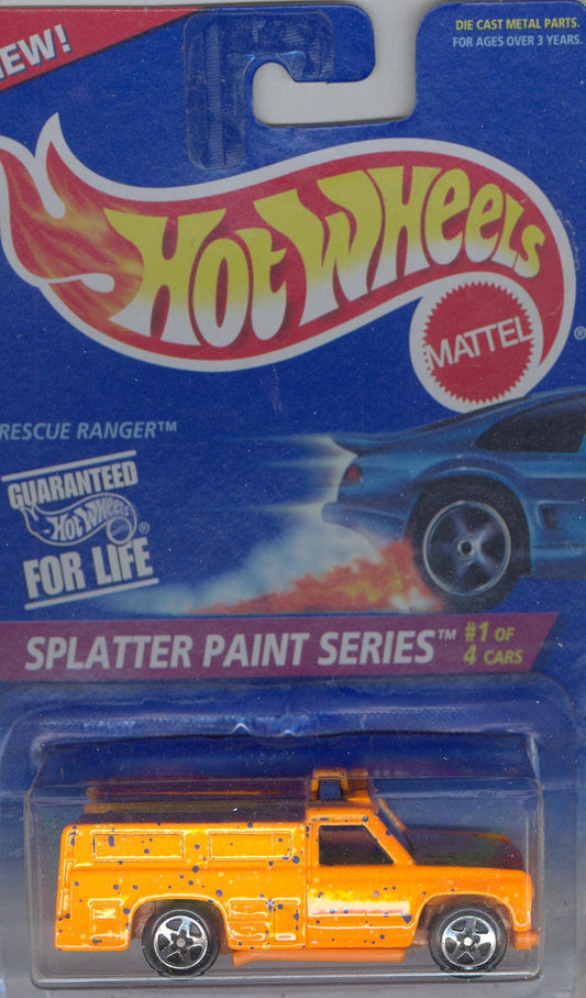 Hot Wheels 1995 408 ORANGE RESCUE RANGER SPLATTER PAINT SERIES 1 of 4 1:64 Scale Die-cast Collectible Car