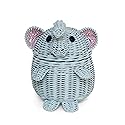G6 COLLECTION Elephant Rattan Storage Basket With Lid Decorative Bin Home Decor Hand Woven Shelf Organizer Cute Handmade Handcrafted Nursery Gift…