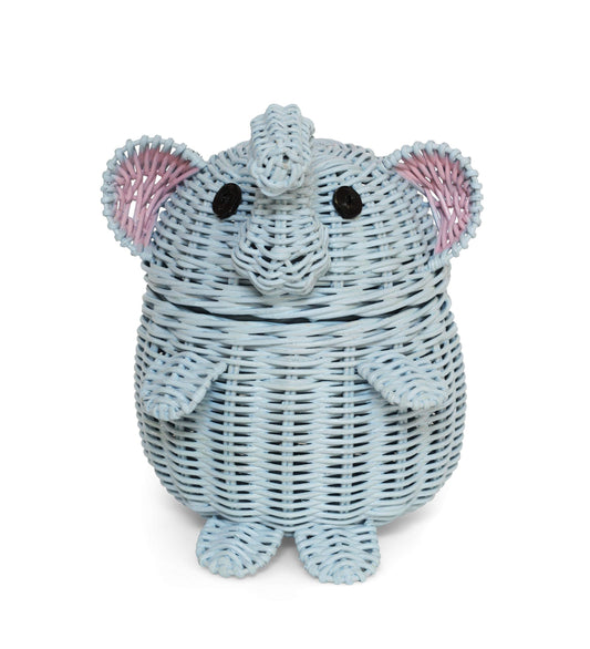 G6 COLLECTION Elephant Rattan Storage Basket With Lid Decorative Bin Home Decor Hand Woven Shelf Organizer Cute Handmade Handcrafted Nursery Gift…