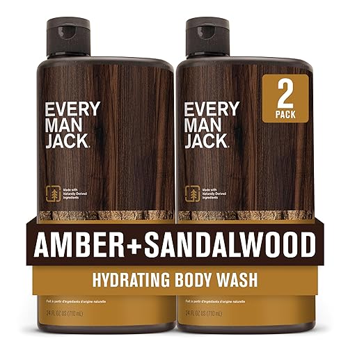 Every Man Jack Amber+Sandalwood Hydrating Mens Body Wash for All Skin Types-Cleanse, Nourish, and Hydrate Skin with Naturally Derived