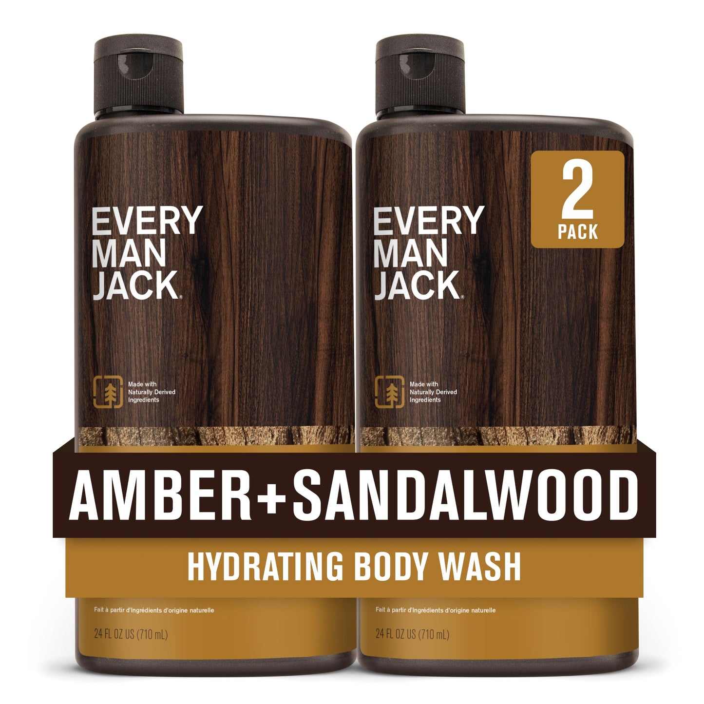 Every Man Jack Amber+Sandalwood Hydrating Mens Body Wash for All Skin Types-Cleanse, Nourish, and Hydrate Skin with Naturally Derived