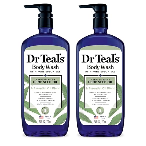 Dr Teal's Body Wash with Pure Epsom Salt, Cannabis Sativa Hemp Seed Oil, 24 fl oz (Pack of 2) Beauty & Personal Care Dr Teal's