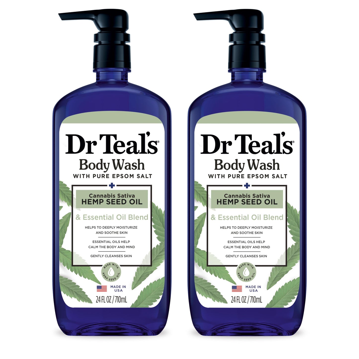 Dr Teal's Body Wash with Pure Epsom Salt, Cannabis Sativa Hemp Seed Oil, 24 fl oz (Pack of 2) Beauty & Personal Care Dr Teal's