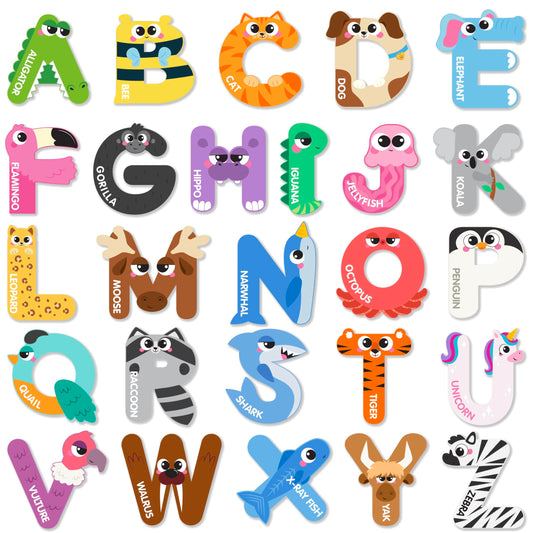 JOYIN Magnetic Letters, Animal Alphabet Fridge Magnets for Toddlers 3 4 5 Years Old, 26 Uppercase Refrigerator Magnets, Large Size ABC Educational Spelling Learning Toys for Kids