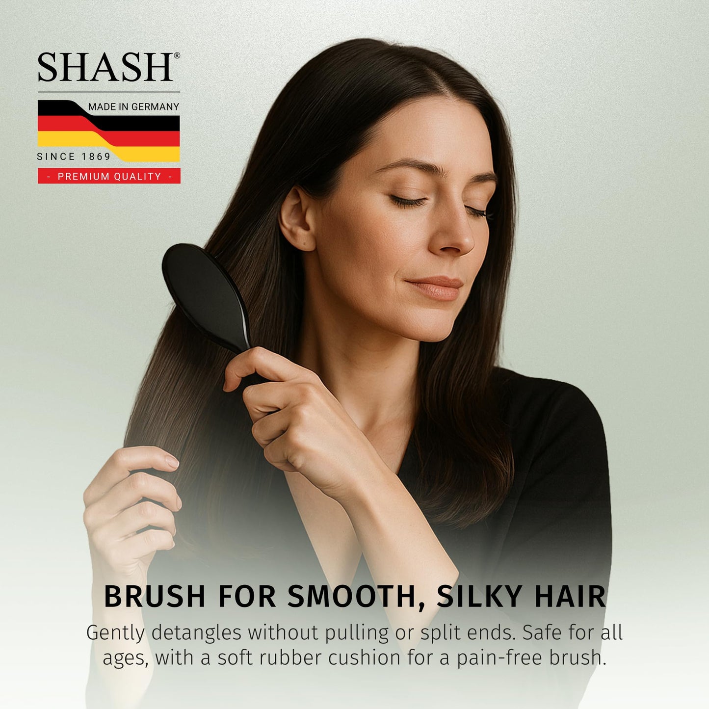 SHASH Since 1869 Hand Made In Germany - Nylon Boar Bristle Brush Suitable For Normal to Thick Hair Gently Detangles, No Pulling or Split Ends Beauty and Personal Care SHASH