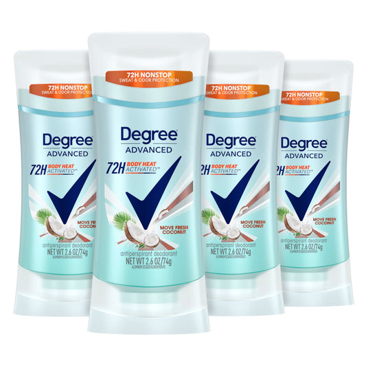 Degree Advanced Antiperspirant Deodorant Move Fresh Coconut 4 Count 72-Hour Sweat & Odor Protection Antiperspirant for Women with MotionSense Beauty and Personal Care Degree