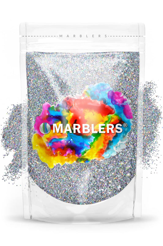 MARBLERS Holographic Glitter [Holo Silver] 3oz (85g) | Fine | Non-Toxic, Vegan, Cruelty-Free | Face, Body, Eyeshadow, Hair, Festival, Party Makeup |