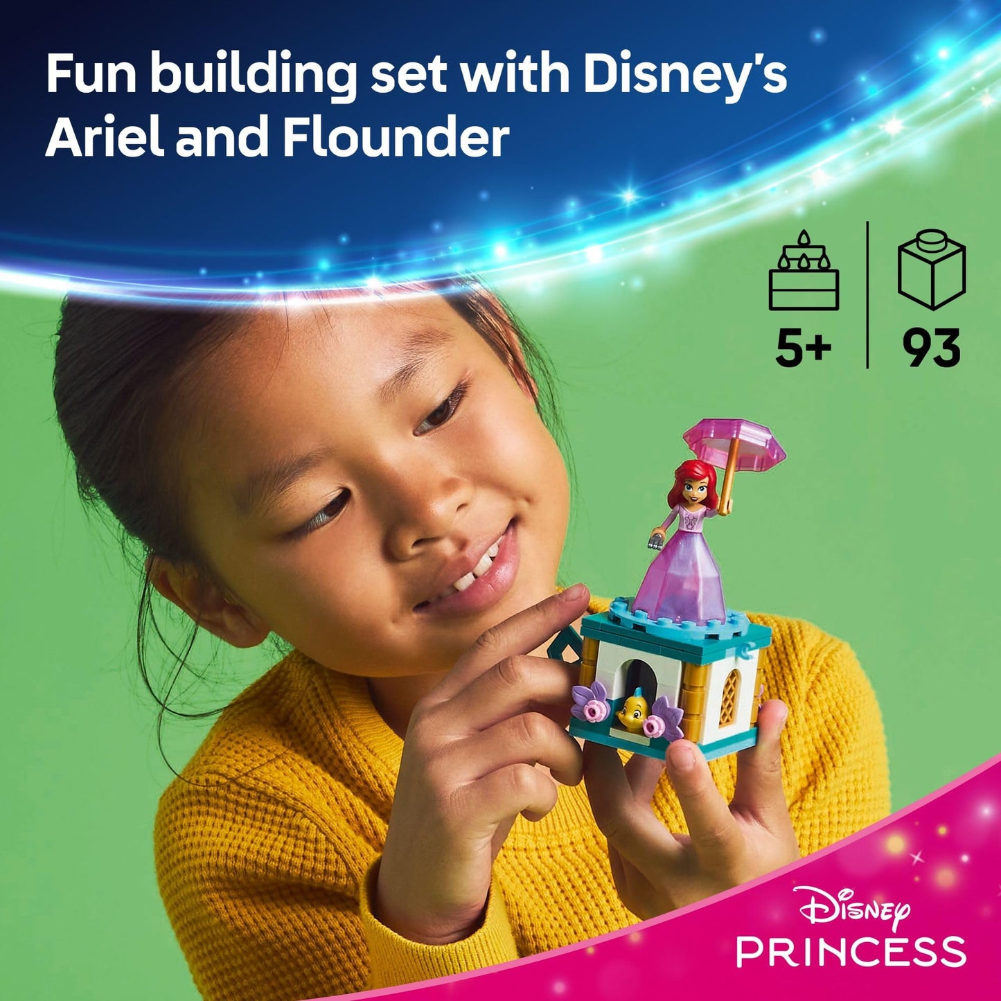 LEGO Disney Princess Twirling Ariel 43259, Little Mermaid Building Toy for Kids Ages 5+, Fun Ariel Doll Gift for Girls & Boys, Birthday Present