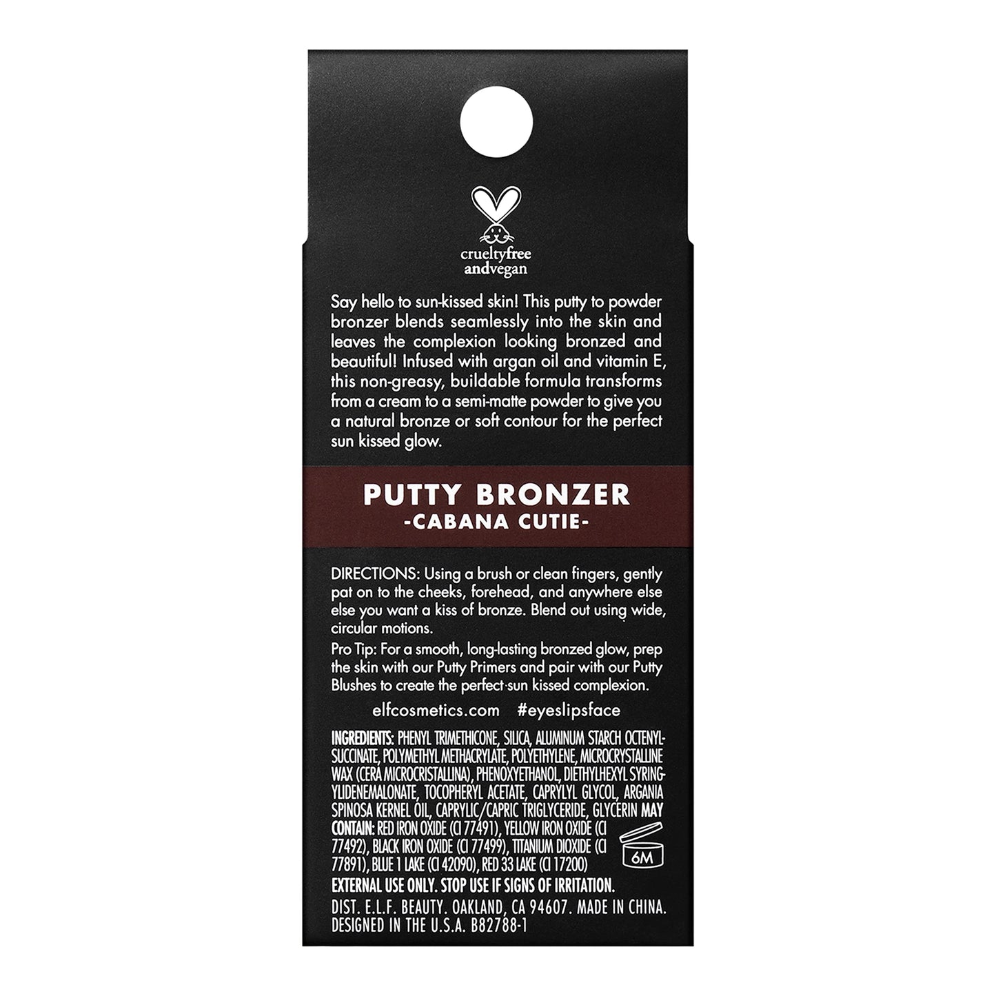 e.l.f. Putty Bronzer, Creamy & Highly Pigmented Formula, Creates a Long-Lasting Bronzed Glow, Infused with Argan Oil & Vitamin E, Cabana Cutie, 0.35