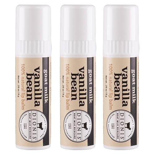 Dionis Goat Milk Jumbo Lip Balm - Moisturizing for Dry, Chapped, Lips, Conditioning with Beeswax, Shea Butter, Coconut Oil - Vanilla Bean 0.28oz (Pack