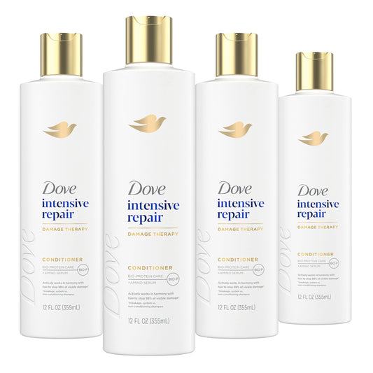 Dove Conditioner Intensive Repair 4 count for Damaged Hair Bio-Protein Care Technology and Amino Serum 12 oz Beauty and Personal Care Dove Default Title